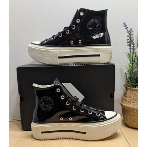 Converse CTAS Lift Double Stack Platform Patent Leather High Top Sneakers NIB - Picture 8 of 14